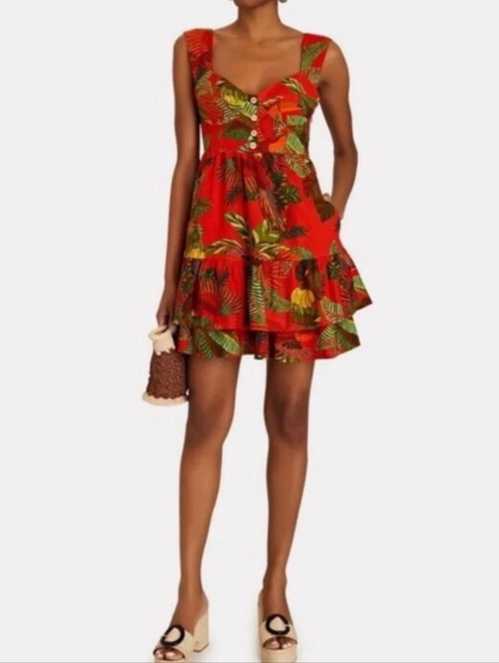 FARM RIO | $199 Red Forest Birds Mini Dress